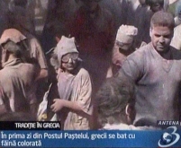 Grecii marcheaza prima zi din postul pastelui printr-o bataie cu faina colorata (video)