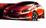 Noua generaţie Honda Civic, prezentată într-o schiţă, înaintea debutului mondial de la Detroit