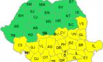 Cod galben de ninsori şi vânt în Bucureşti şi 24 de judeţe din jumătatea sudică a ţării