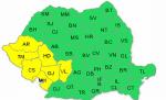 Cod Galben de ploi torenţiale în sud-vestul ţării. Prognoza meteo pentru următoarele trei zile
