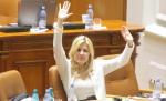 Domnul Elena Gabirela Udrea. Asta a scris pe scaunul rezervat pentru ministru, la meciul România-Franţa