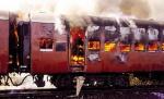 Incendiu într-un tren de interventie CFR, stins cu mare dificultate de pompieri 