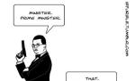 "Ministru. Prim-ministru". Mihai Răzvan Ungureanu, caricaturizat în stil James Bond