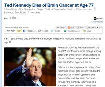 Senatorul Ted Kennedy, fratele lui J.F. Kennedy a murit de cancer, la 77 de ani