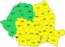 Avertizarea cod galben de ploi, actualizată. Nord-vestul ţării iese de sub incidenţa codului
