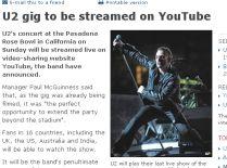 Concert al trupei U2, transmis în direct, pe YouTube