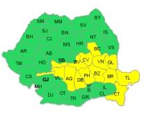 Codul Galben de ploi şi viscol a fost actualizat. Vezi zonele afectate şi prognoza meteo