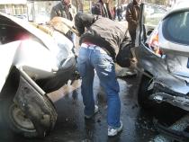 Accident în lanţ pe DN1, în zona pasajului Băneasa (FOTO şi VIDEO)