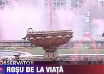 Fântânile din centrul Capitalei au avut apa colorată în roşu de Ziua Hemofiliei