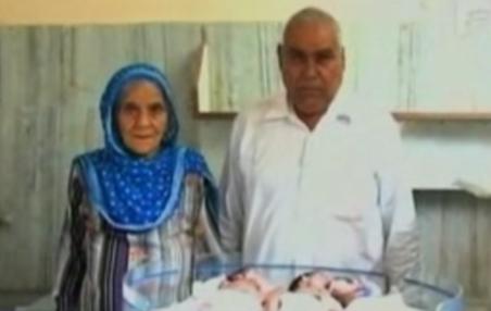 O indiancă de 66 de ani, cea mai în vârstă femeie care a născut tripleţi (VIDEO)