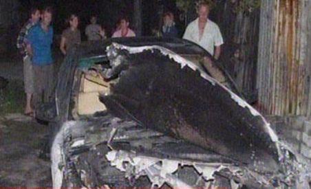 Maşină de 70.000 de euro, incendiată intenţionat (VIDEO)