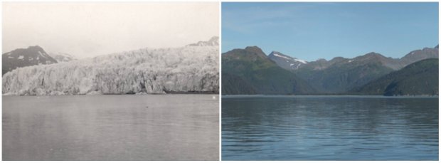 Gheţarul McCarty, Alaska. Iulie, 1909 — August, 2004