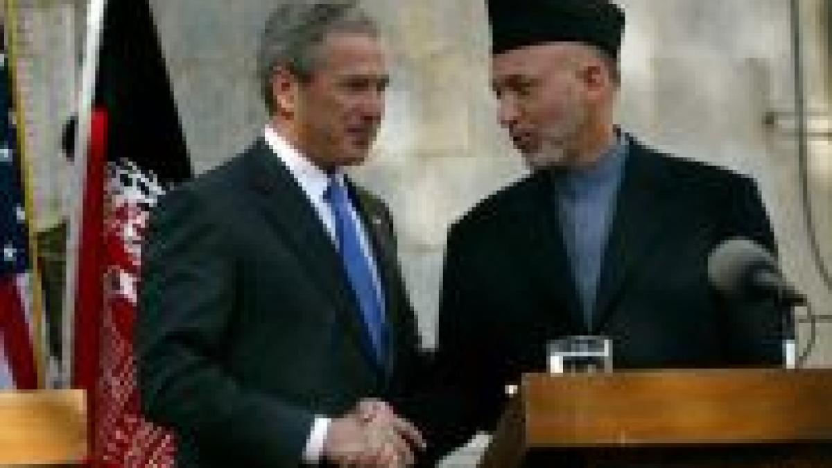 intalnire intre presedintele afgan si george bush