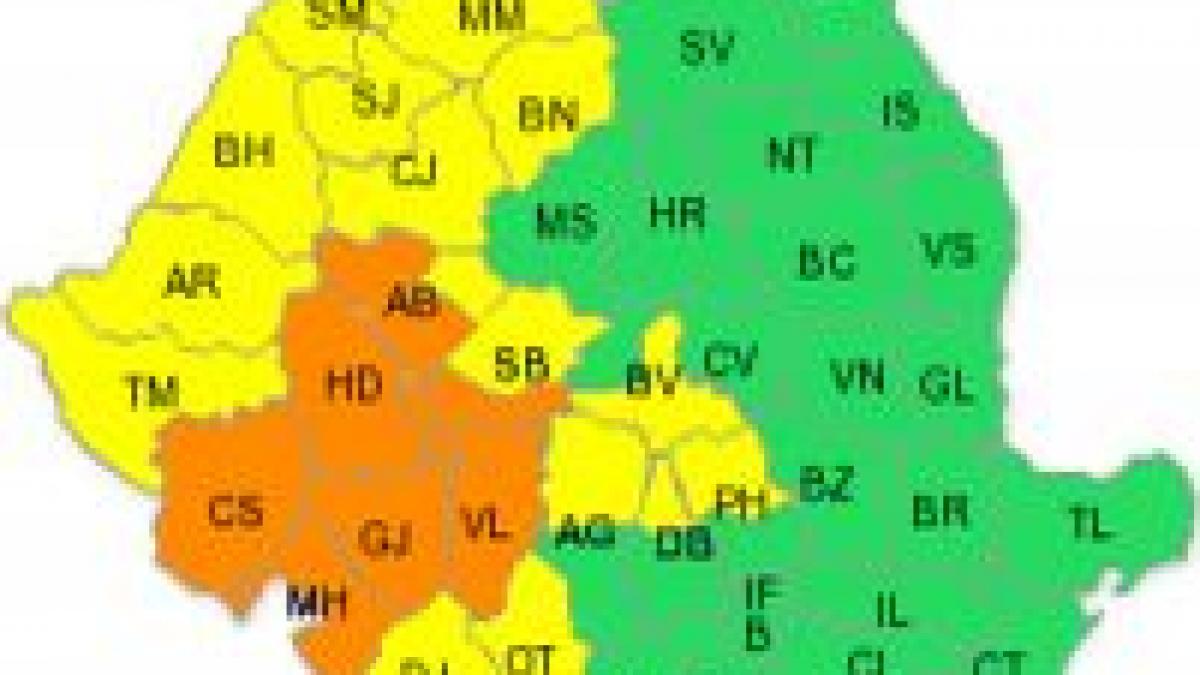 avertizare hidrologica si cod portocaliu in 7 judete