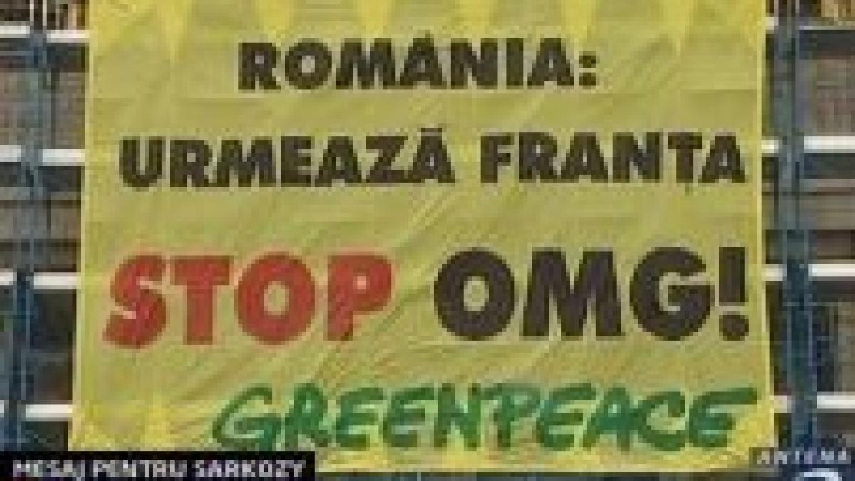 protest la venirea lui sarkozy fata de comercializarea organismelor modificate genetic