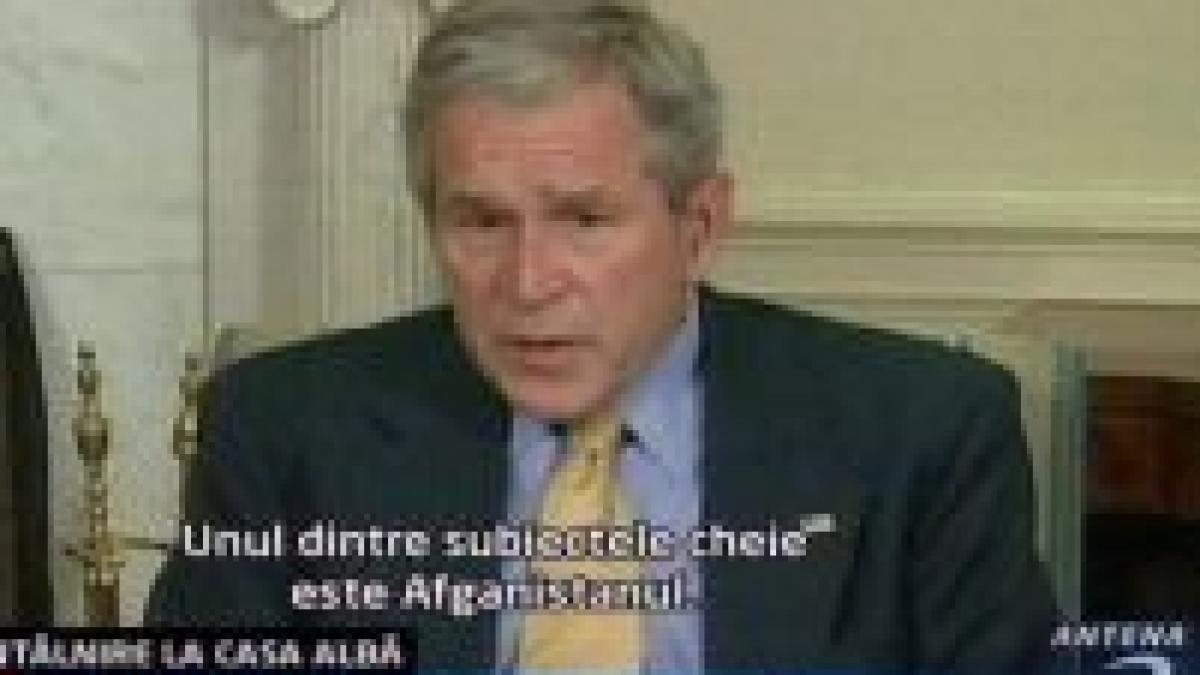 george bush a discutat cu secretarul general al nato agenda summitului de la bucuresti video