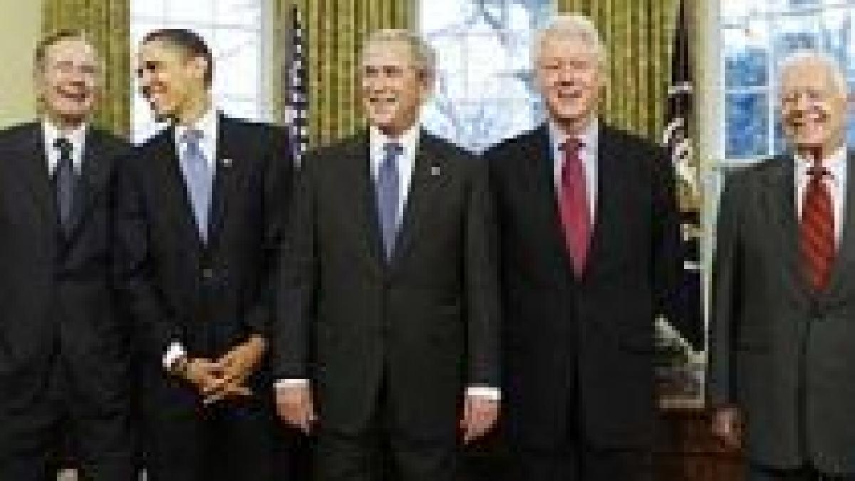 poza istorica la casa alba cu toti cei cinci presedinti americani in viata