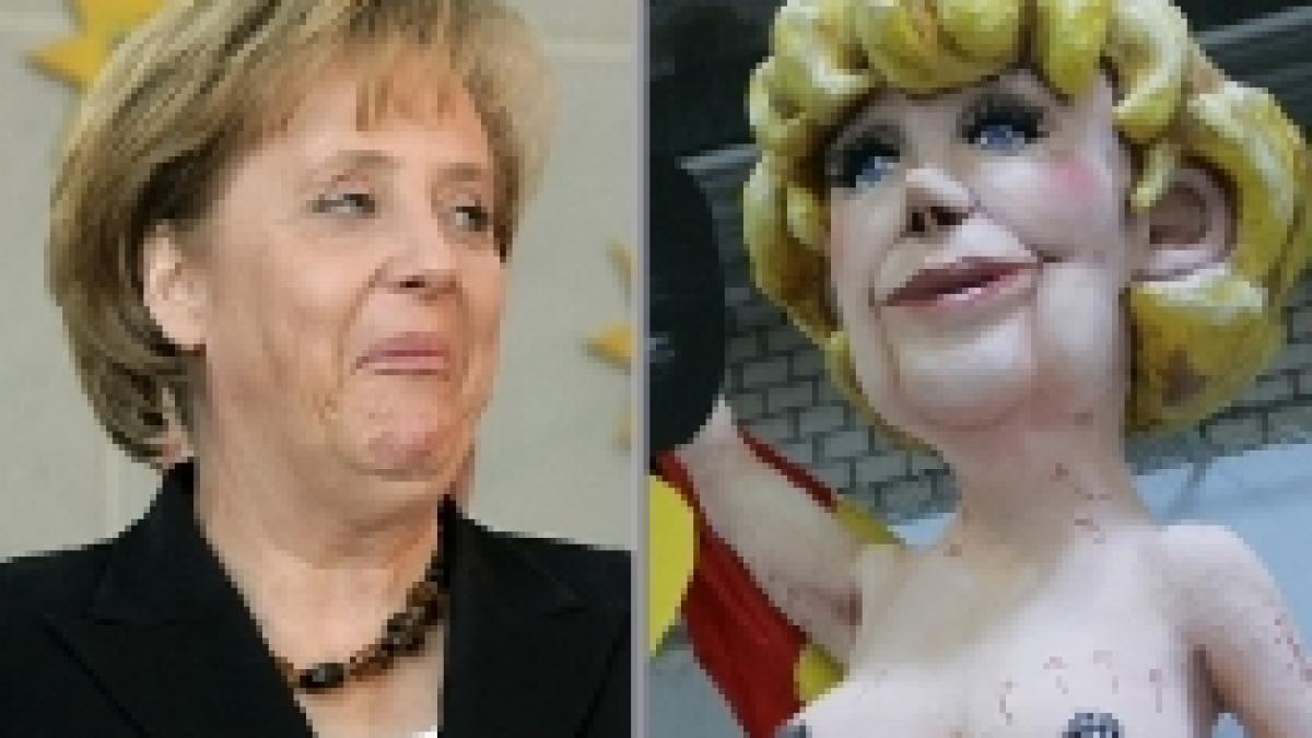 angela merkel in costumul evei la un carnaval din germania foto