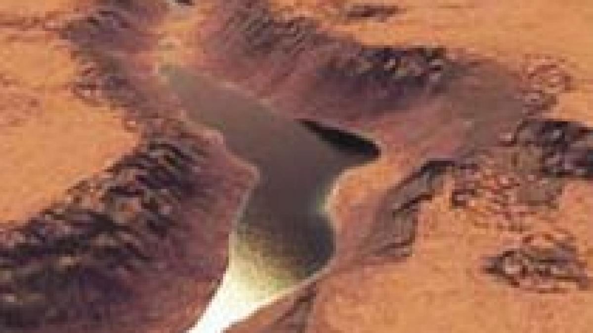 un canion si un fost lac descoperite pe marte foto