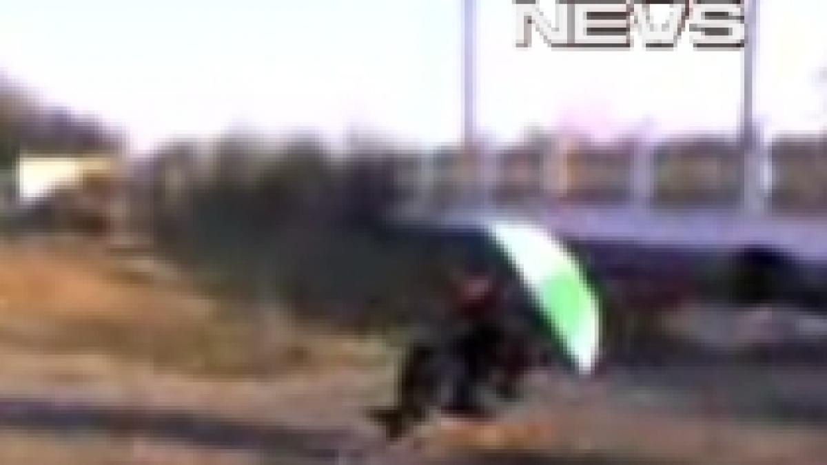 la sanius pe canicula un barbat se da cu sania in plina vara video