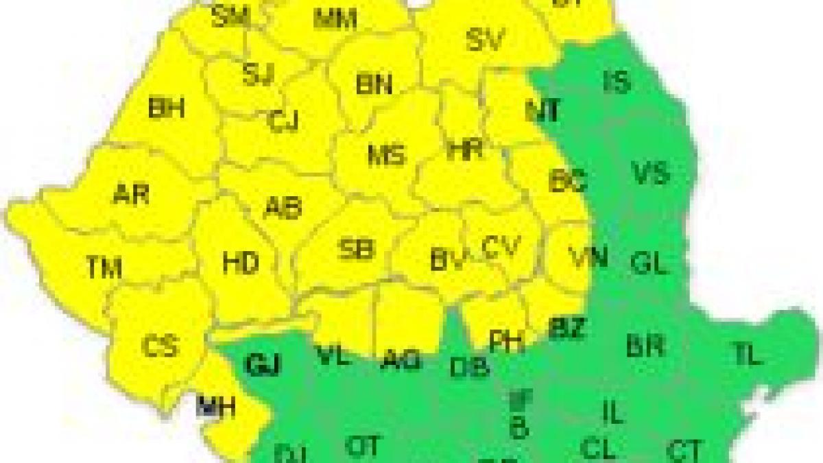 codul galben a fost actualizat doar 28 de judete mai sunt vizate vezi prognoza meteo