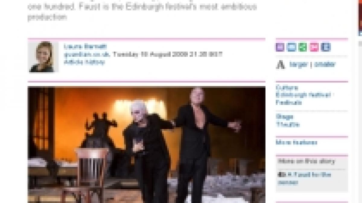 the guardian faust al lui purcarete cel mai ambitios spectacol la edinburgh