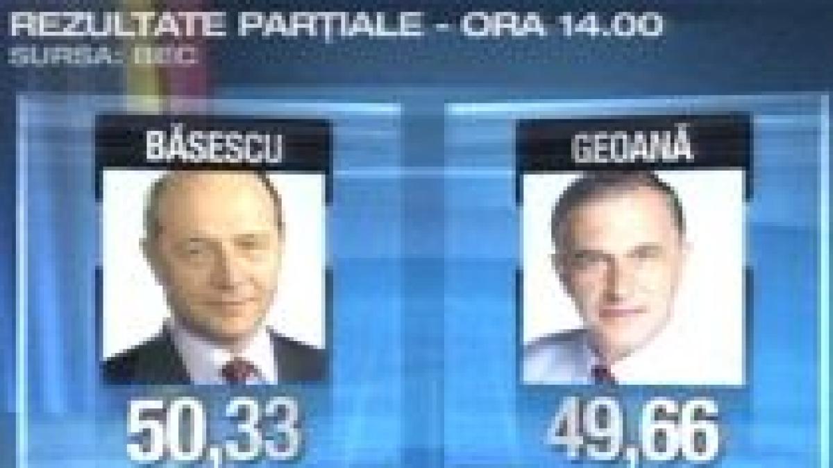rezultat final basescu 50 33 geoana 49 66 urmeaza validarea curtii constitutionale