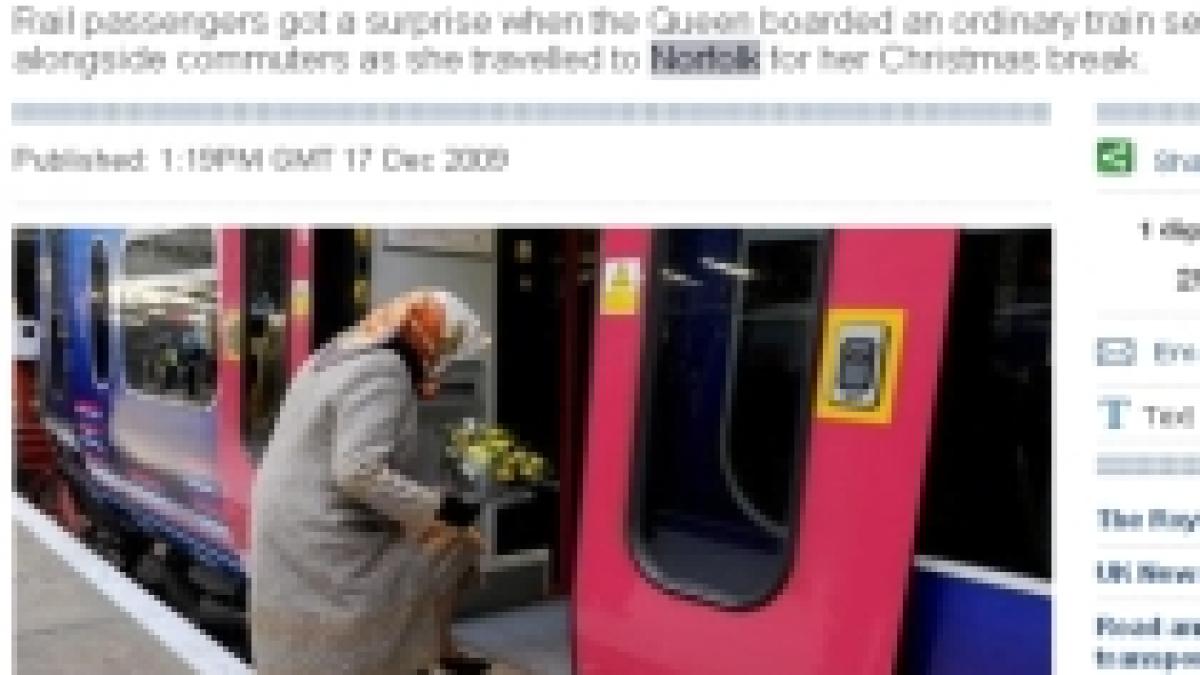 regina marii britanii calatoreste cu trenul de navetisti foto