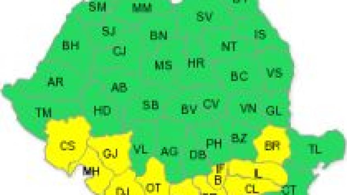 cod galben de ninsori pentru 11 judete din sudul tarii si bucuresti