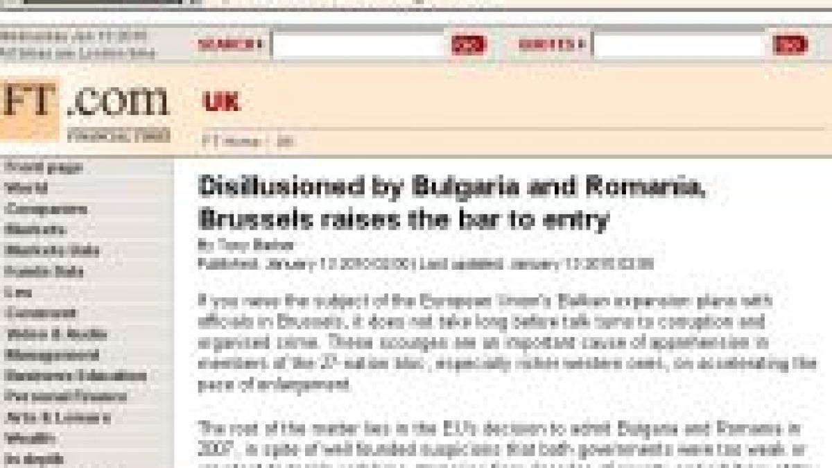 financial times ue dezamagita de romania si bulgaria