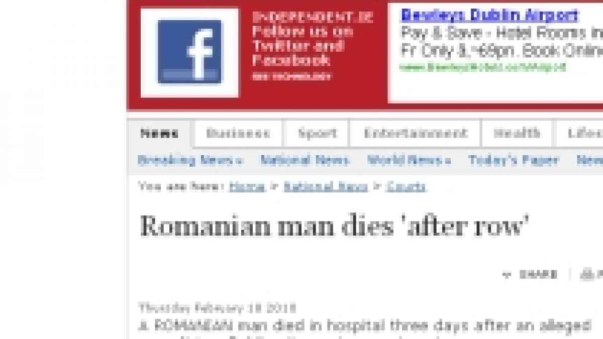 un roman din dublin a murit dupa ce a fost batut de un barbat