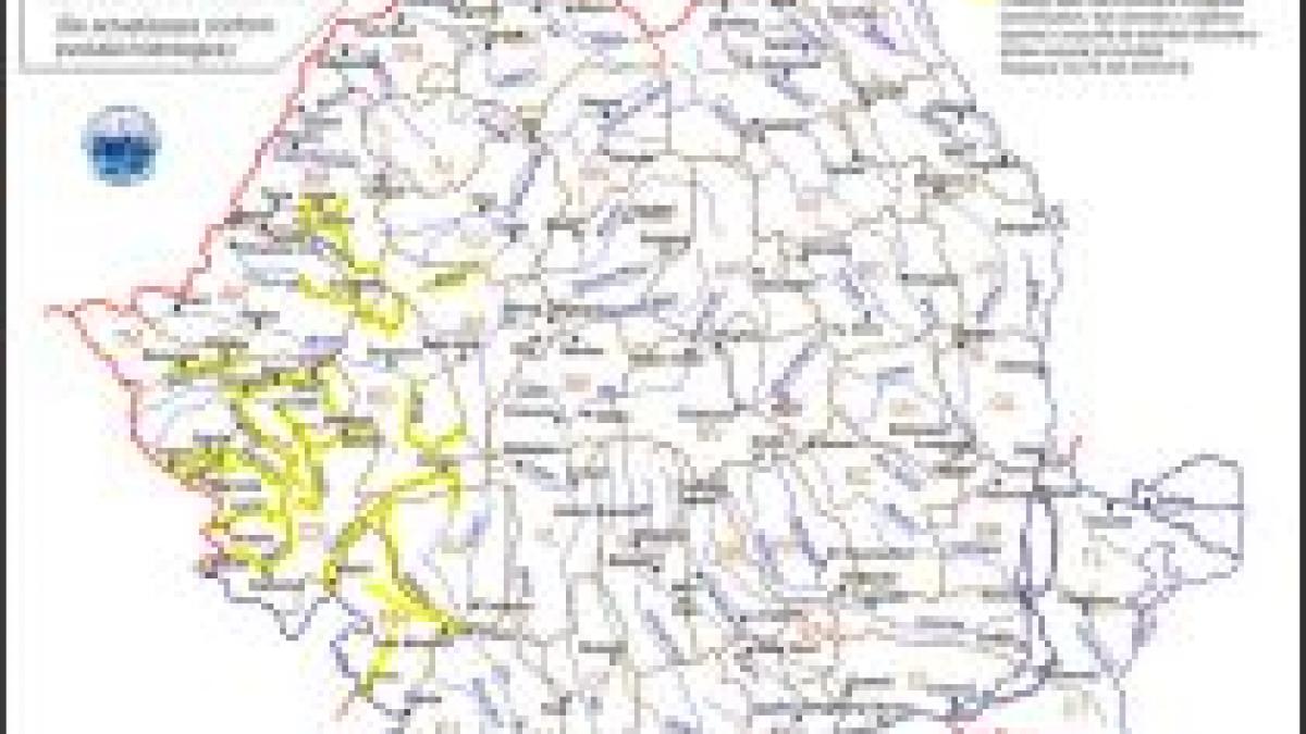 avertizare cod galben de inundatii pentru raurile din vestul tarii