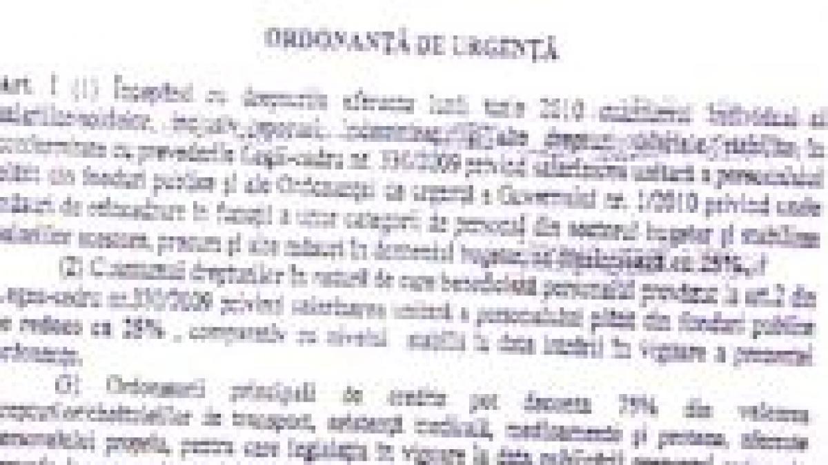 ordonanta privind reducerea cheltuielilor bugetare a fost redactata vezi documentul