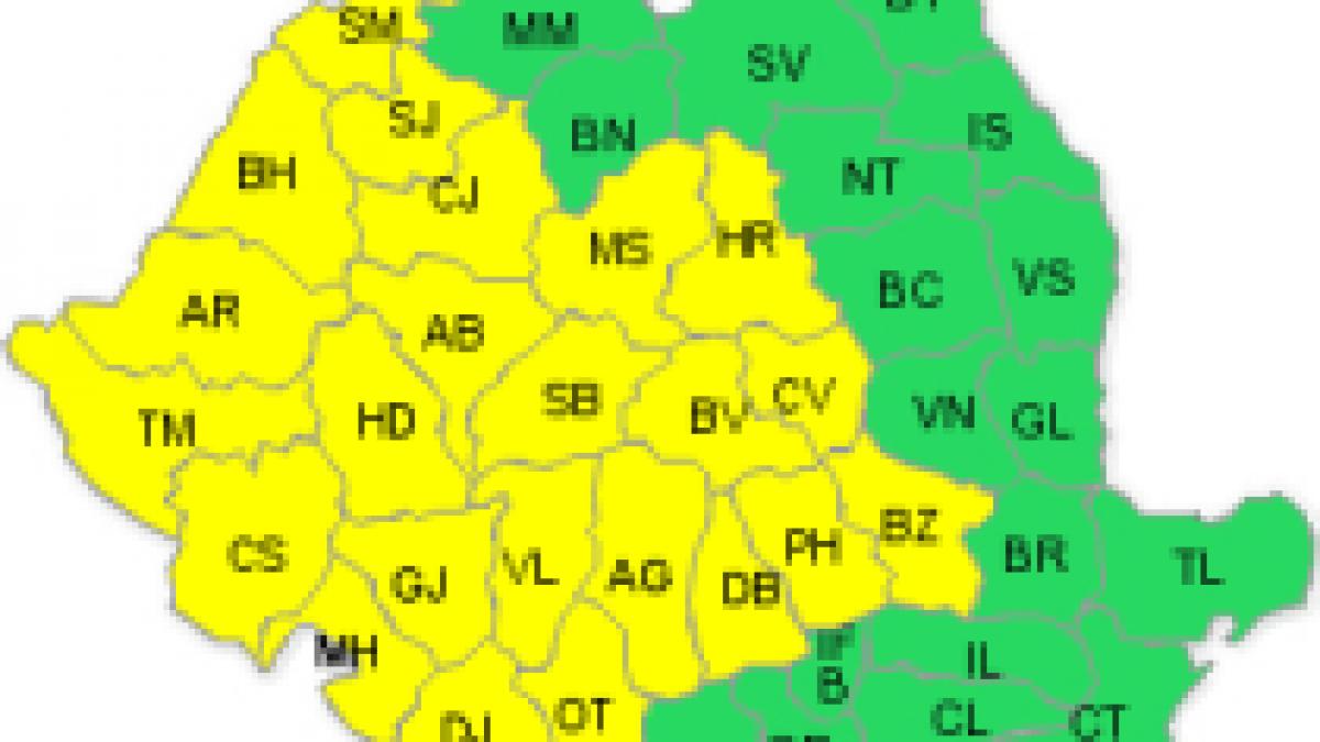 cod galben de ploi si vijelii in 23 de judete din vestul tarii vezi zonele vizate si prognoza meteo
