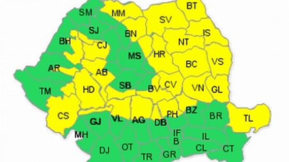 cod galben de ploi torentiale in 30 de judete