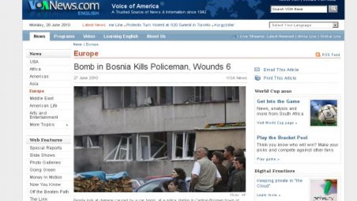 atentat cu bomba la un sediu de politie din bosnia un politist a murit