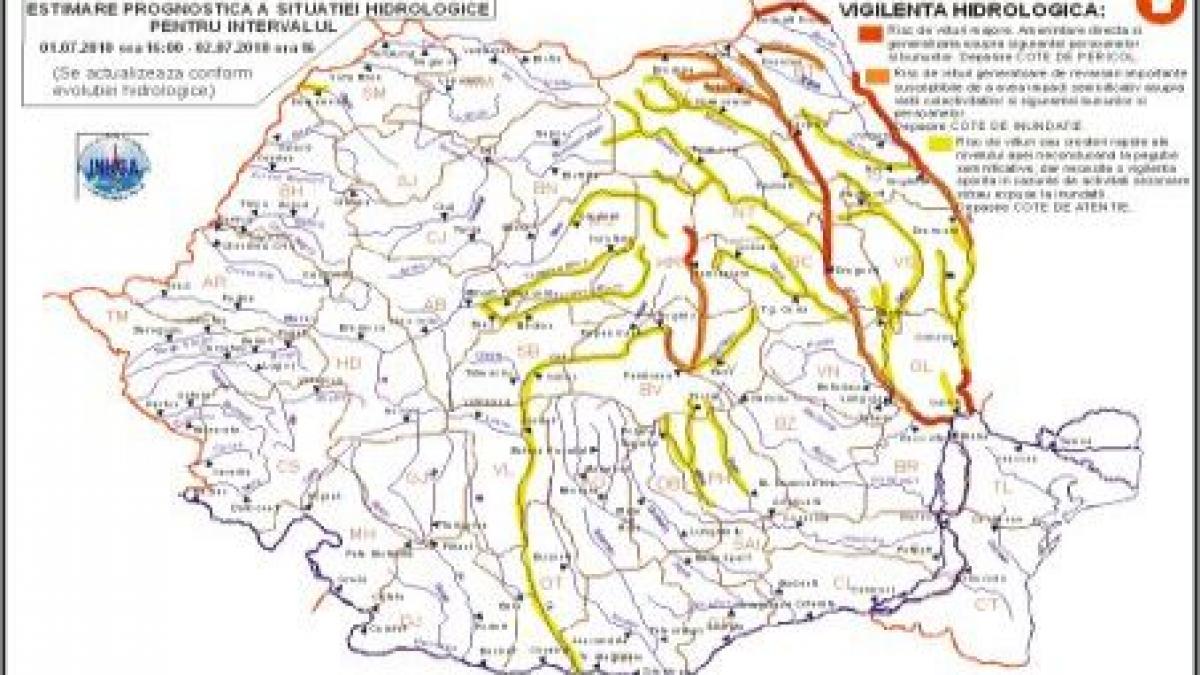 hidrologii au instituit cod rosu de inundatii pe raurile olt prut si siret