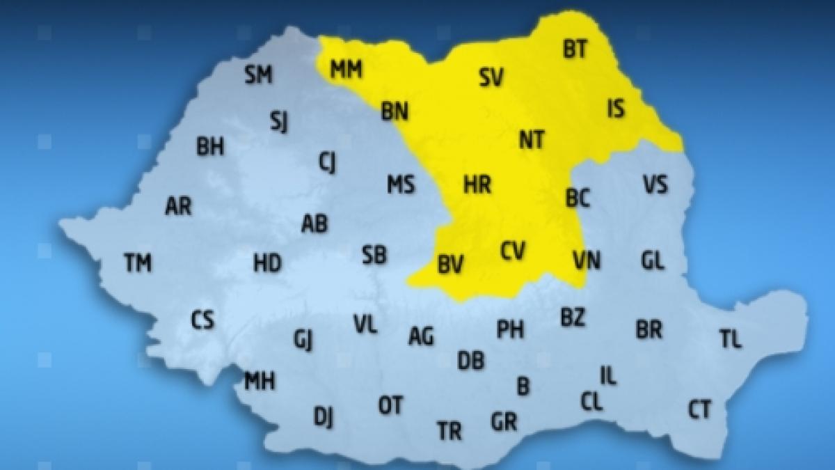 codul galben de ploi a fost restrans pentru 11 judete