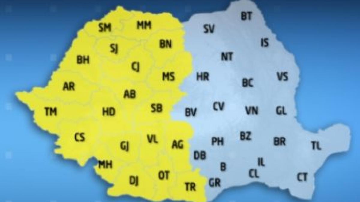 cod galben de ploi pentru jumatatea vestica a tarii