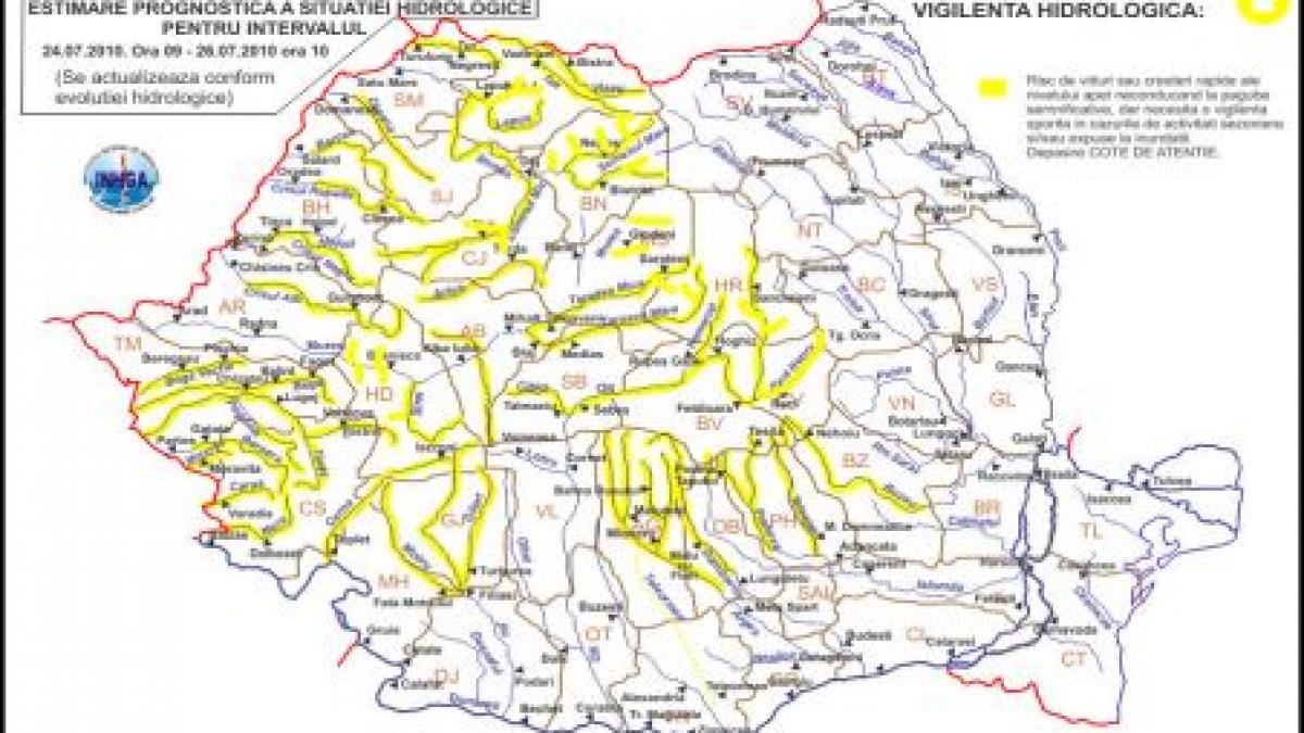 cod galben de inundatii pe raurile din vestul tarii vezi zonele vizate