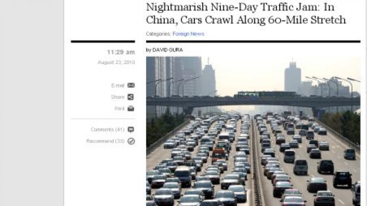 nou ambuteiaj record in china peste 10 000 de masini stau la o coada de 120 km