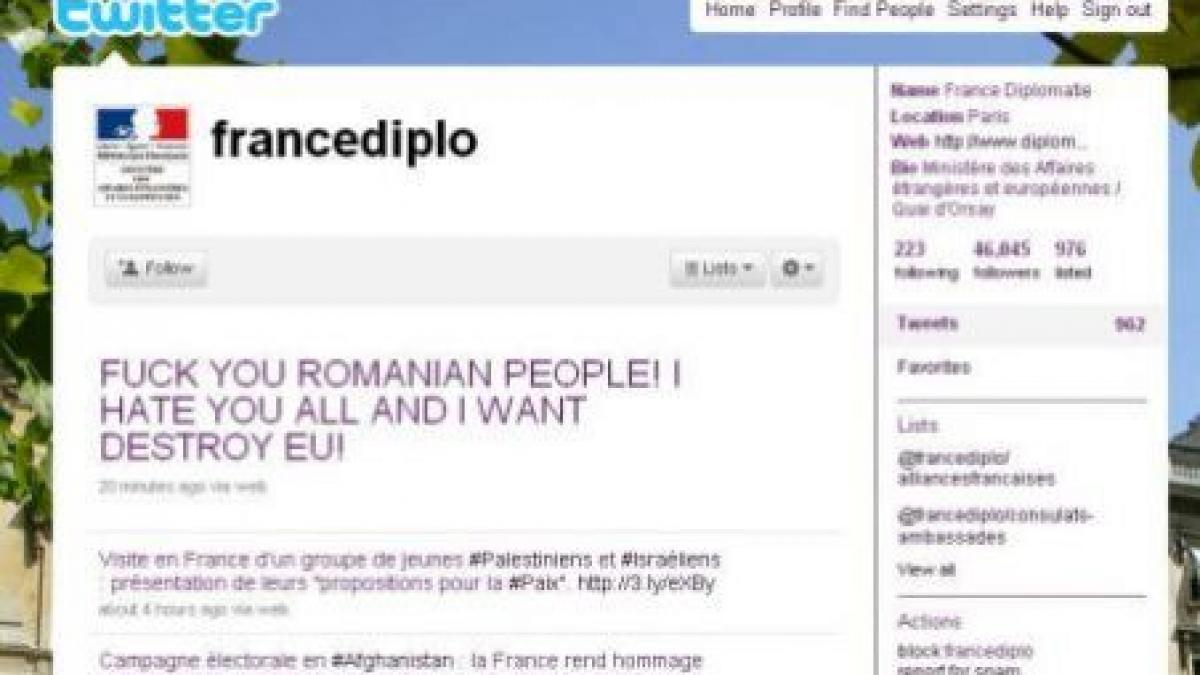 mesaj xenofob adresat romanilor pe contul de twitter al ministerului francez de externe foto
