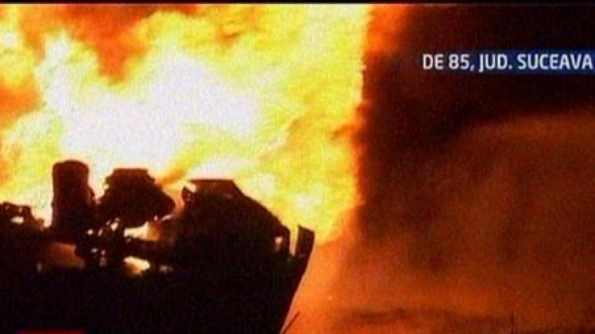 o cisterna plina cu combustibil a explodat in urma unui accident pe un drum din suceava video