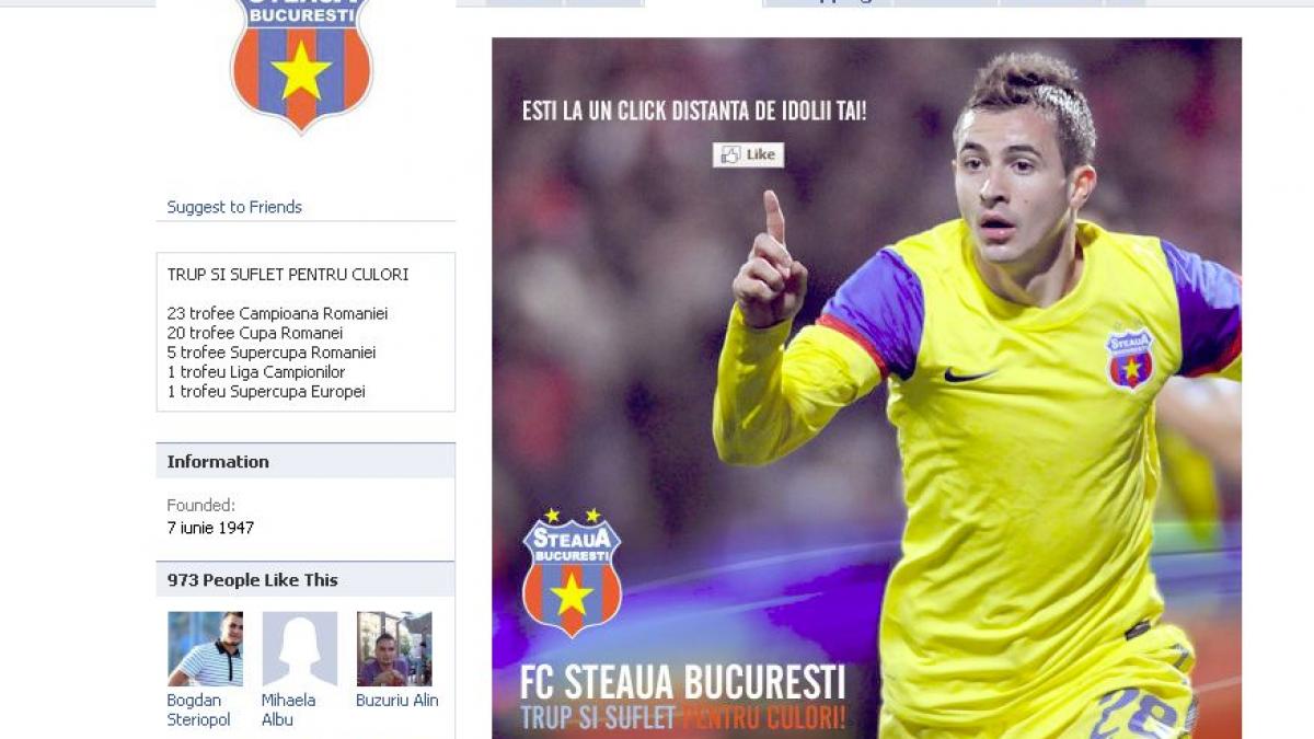 steaua are cont oficial pe facebook esti la un click distanta de idolii tai
