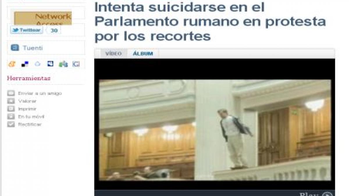 presa internationala despre gestul barbatului care s a aruncat de la balconul parlamentului protest