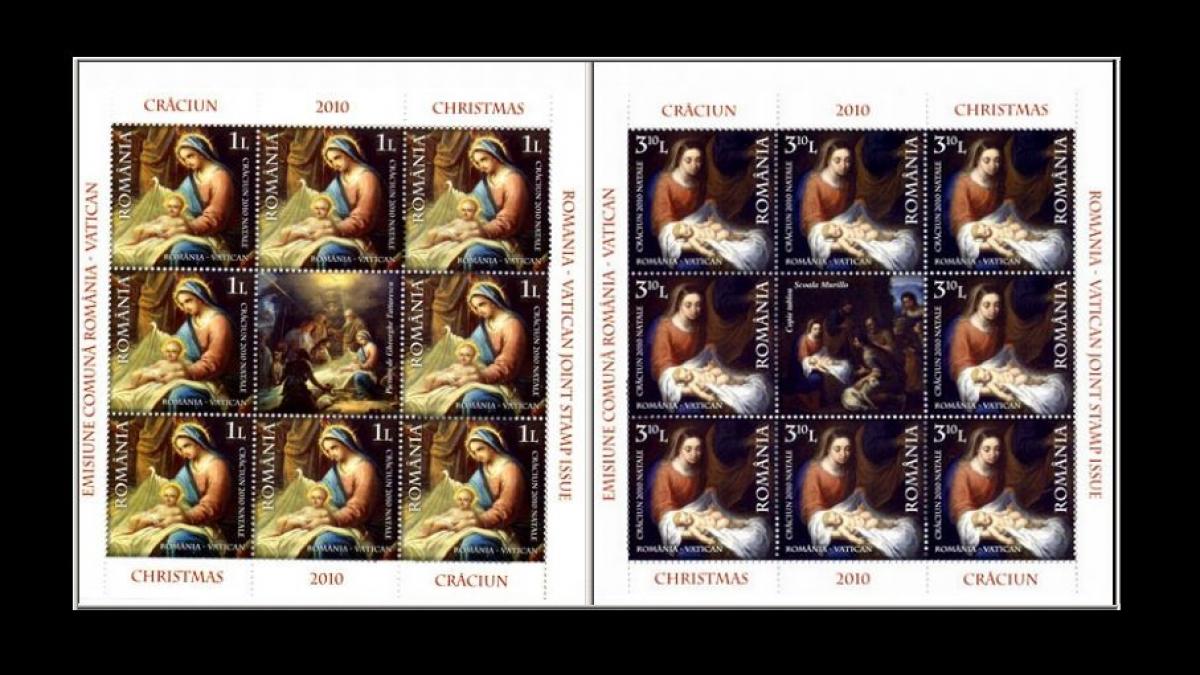 cadou de la papa craciun scris in limba romana pe timbrele din vatican