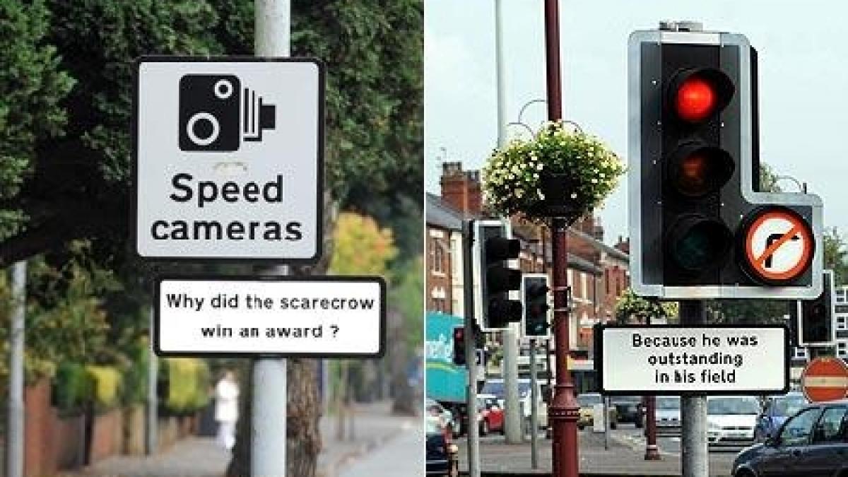 indicatoare rutiere cu bancuri pe strazile din anglia