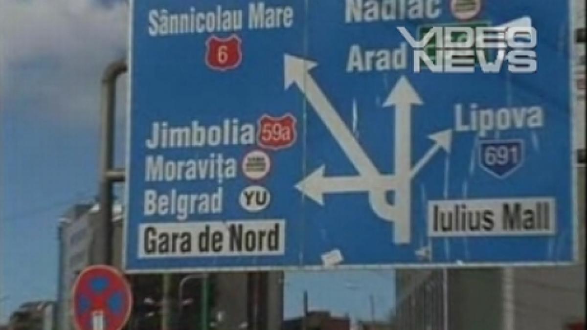 panoul depasit din timisoara care ii trimite pe soferi in alta directie