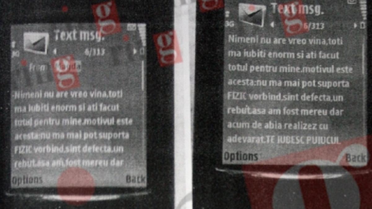 ultimul sms trimis de madalina manole nu ma mai pot suporta sunt defecta