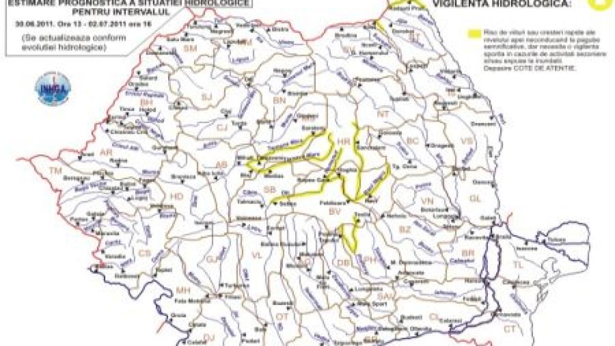 cod galben de inundatii pe olt prahova si tarnave vezi prognoza meteo